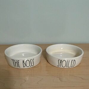 Rae Dunn Cream Ceramic Pet Bowls Set